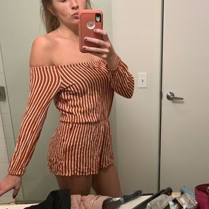 Orange striped romper